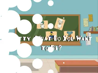 Opening frame of “Betty, What Do You Want to Be?”, activity 4B Unit 1 Lesson 2 — a linear activity.