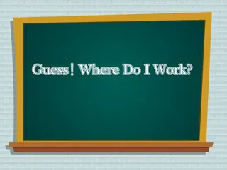 Opening frame of “Guess! Where Do I Work?”, activity 4B Unit 1 Lesson 5 — an interactive activity.