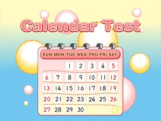 Opening frame of “Calendar Test”, activity 4B Unit 2 Lesson 3 — an interactive activity.