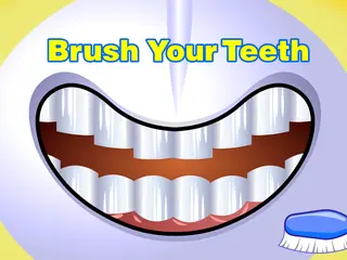 Opening frame of “Brush your teeth”, activity 4B Unit 3 Lesson 3 — an interactive activity.