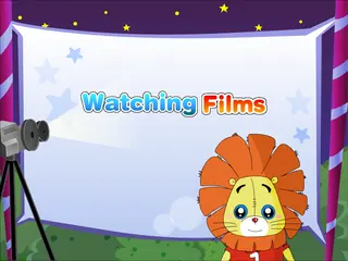 Opening frame of “Watching films”, activity 4B Unit 3 Lesson 7 — an interactive activity.