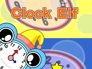 Opening frame of “Clock Elf”, activity 4B Unit 3 Lesson 8 — an interactive activity.