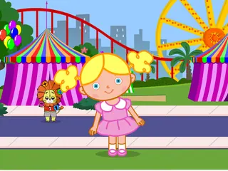 Opening frame of “Circus Math”, activity 4B Unit 4 Lesson 7 — a linear activity.